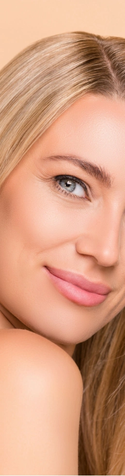 beautiful woman with flawless, glowing, and clear skin